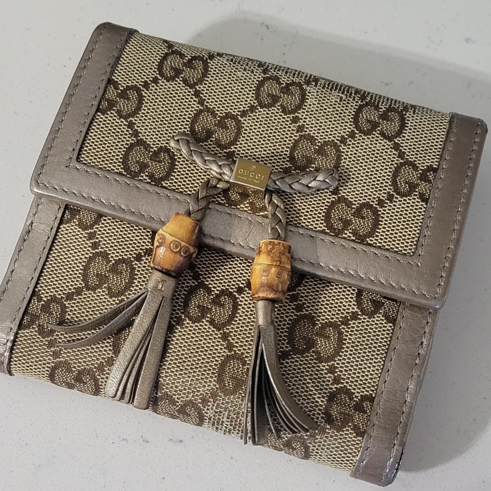 Gucci Metallic Bamboo trifold wallet